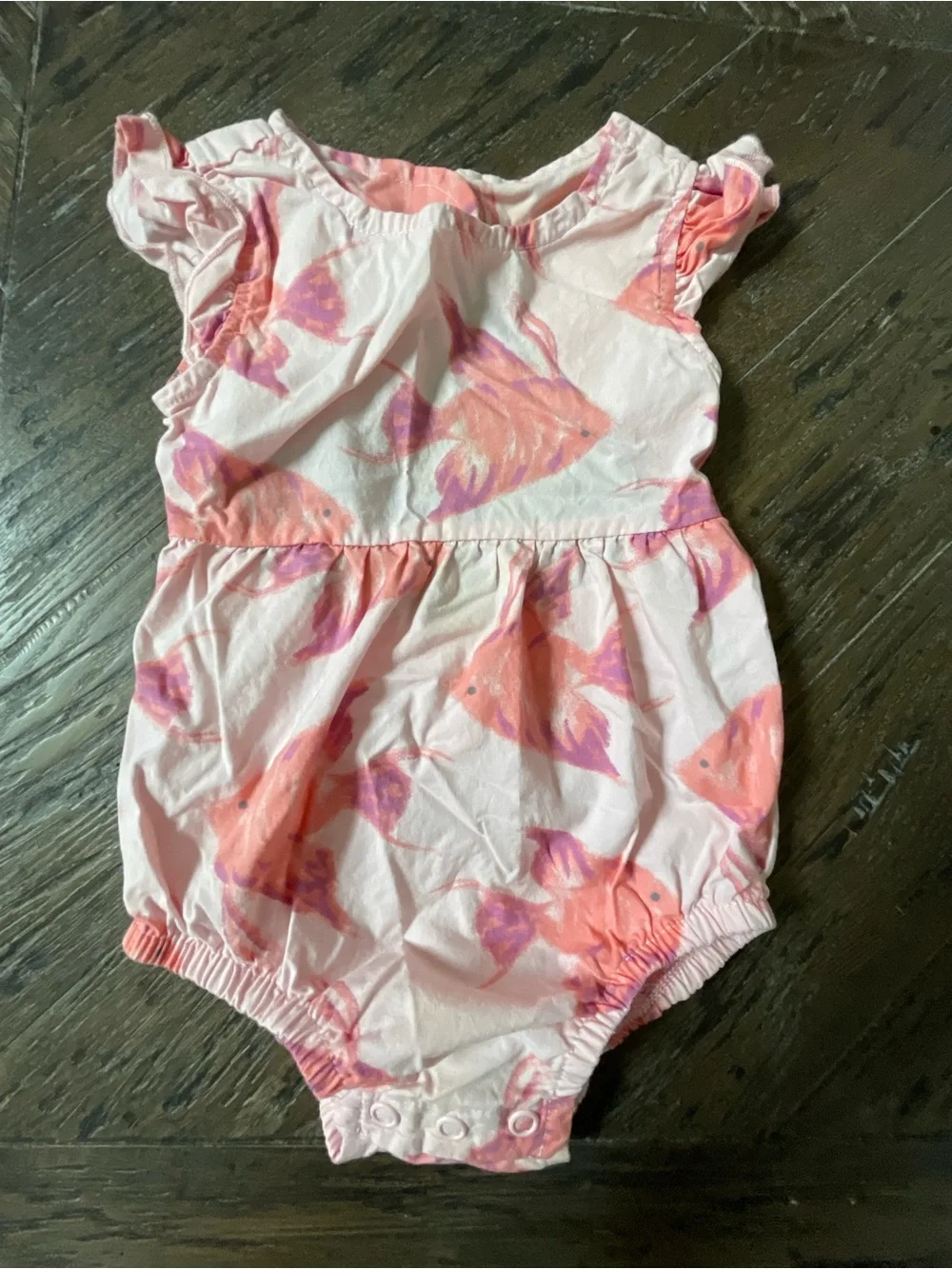 Carter's Coral and Purple Fish Print Romper